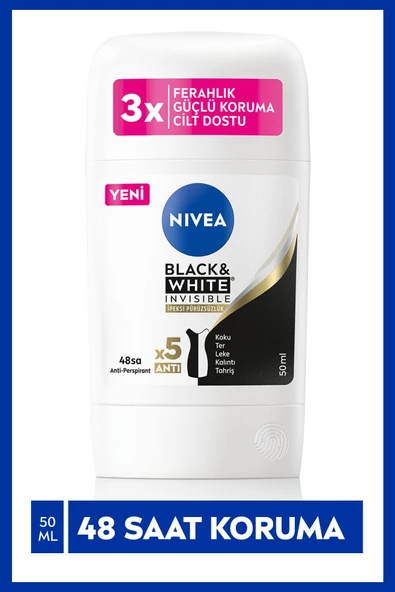 Nivea Women Black & White Invisible Stick Deodorant 50 ml - Resim 7