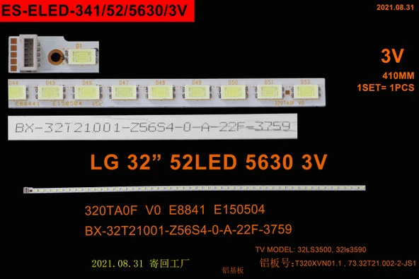 BM-5052 (1X52LED 41CM) LG 32" RTL0752 T320XVN01.1 , 73.32T21.002-2-JS1 PANEL LEDLERİ 320TA0F V0