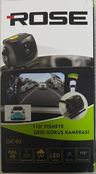 ROSE GK-03 AHD 1080P GECE GÖRÜŞLÜ YAĞMUR GEÇİRMEZ 110 DERECE AÇILI BALIK GÖZÜ ARAÇ KAMERASI ürün görseli 1