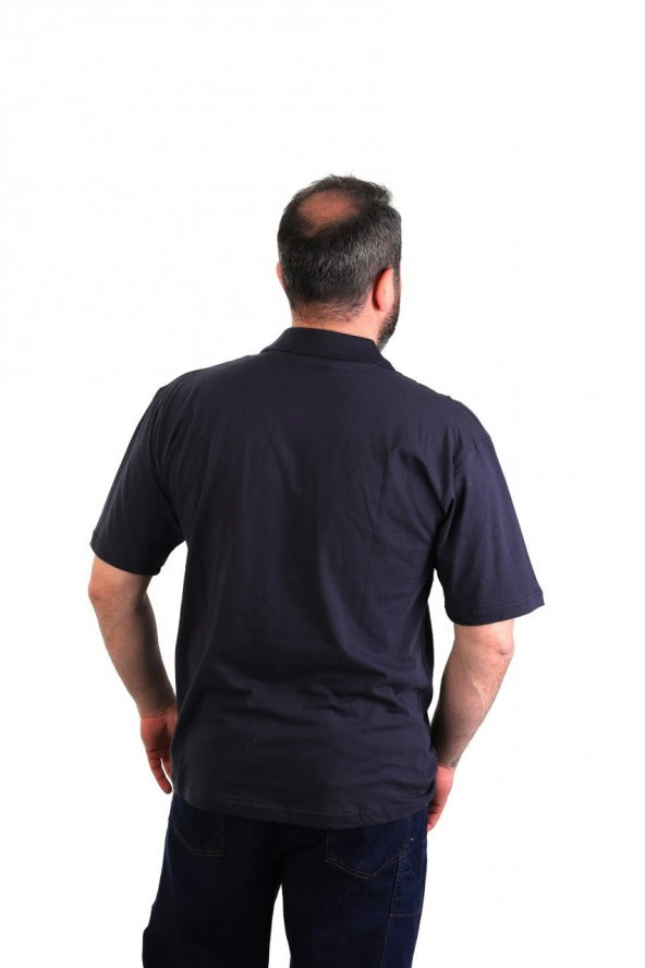 ESERIS - Polo Yaka Kısa Kol Pike Tişört - Lacivert - Cepli - 2