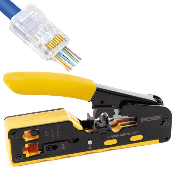 EZ-RJ45 RJ11 YENİ NESİL PENSE PROFESYONEL RJ45 RJ11 PENSESİ CAT5-CAT6  IRPNS01 RC-812 ürün görseli