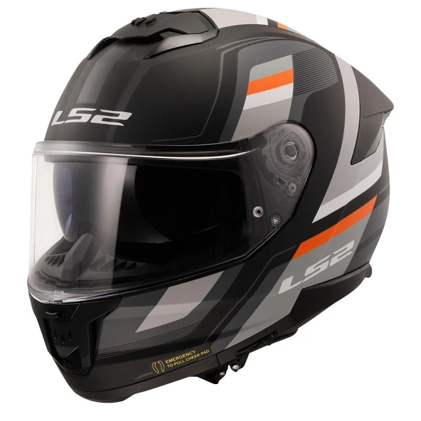LS2 STREAM 2 VINTAGE MAT SİYAH-GRİ-BEYAZ-KIRMIZI KASK ürün görseli 1