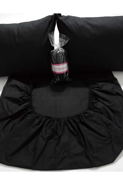 Siyah Çift Kişilik Lastikli Çarşaf Takımı - 160x200 - Resim 2