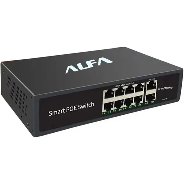 ALFA P208 8+2 10/100/1000Mbps SMART TAMAMI GİGABİT POE SWITCH