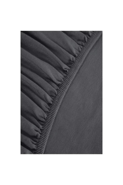 Penye Tek Kişilik Lastikli Çarşaf Koyu Gri 120 X 200 - 2