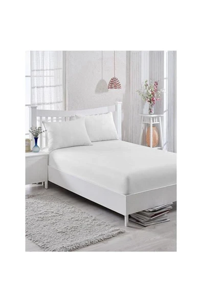 Çift Kişilik Ranforce Pamuk Lastikli Çarşaf Seti 160x200 Beyaz - 3