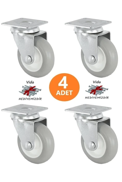 Cross 4 Adet Döner Tablalı 50'lik Bilyalı Teker Masa Dolap Sehpa Mobilya Tekeri