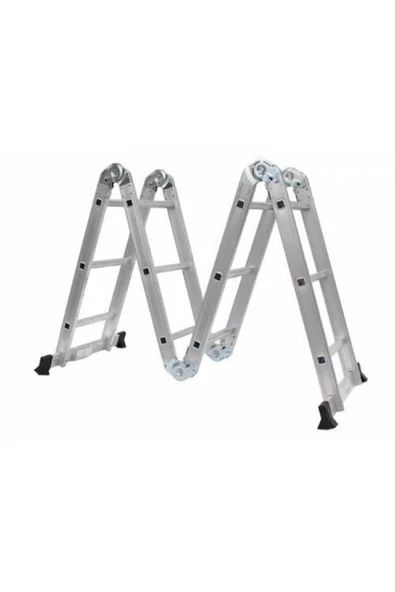 ONESTAR  12 Basamak Akrobat Merdiven 370 Cm 4x3 Katlanır Çok Amaçlı Alüminyum Merdiven Eldiven Hediyeli