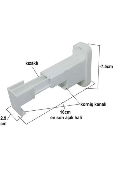 FIRAT Seval Korniş Perde Rayı Ayağı L Ayak Duvara Montaj Aparatı Korl001 - 2