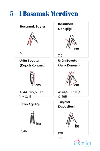 6+1 Merdiven (3 1, 4 1, 5 1, 6 1, 7 1, 8 1 BASAMAKLI) - 2