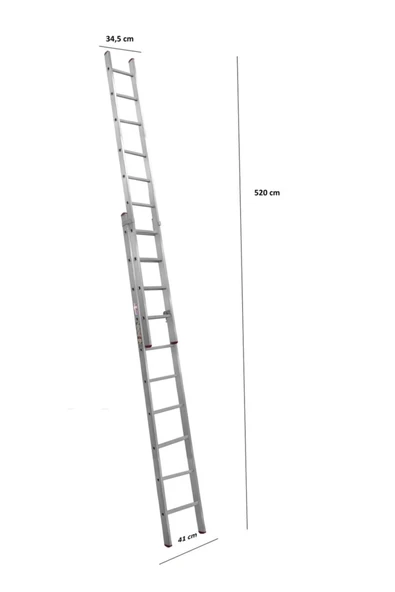 akrobat  3+3 Toplam 6 Metre Endüstriyel Alüminyum Sürgülü (ptt) Merdiveni