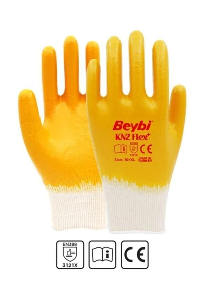 Beybi  Kn2 Flex Plus Pamuk Astarlı Nitril Eldiven Inşaat Ve Bahçe Eldiveni