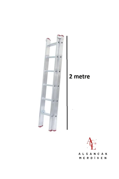 2+2 Toplam 4 Metre Endüstriyel Alüminyum Sürgülü Merdiveni ALS-2X2PTT Alsancak Merdiven
