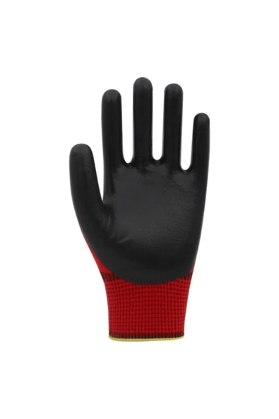Beybi Pn5 Kırmızı Polyester Örme Nitril Işçi Eldiveni 9 Numara 12 Çift - 2