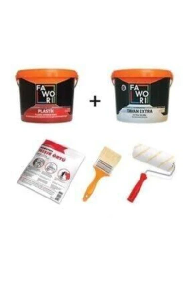 Fawori Iç Cephe Plastik Duvar Boyası 20 Kg+ Iç Cephe Tavan Boyası 10 Kg Tavan Boyası+rulo+fırça+parmak Rulo