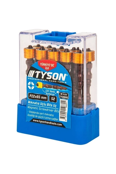 TYSON  Mıknatıs Uçlu Bits Uç Pz 2x65mm 10 Adet - Çift Yönlü