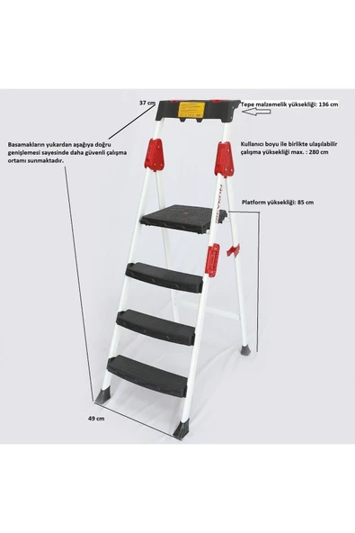 akrobat Sekmen Merdiven 3+1 Sekmen Lüks Merdivenler ( Ev Tipi) ELDİVEN
