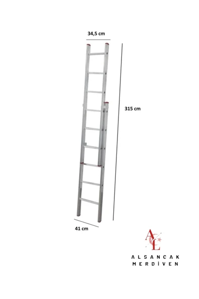 2+2 Toplam 4 Metre Endüstriyel Alüminyum Sürgülü Merdiveni ALS-2X2PTT Alsancak Merdiven - 2