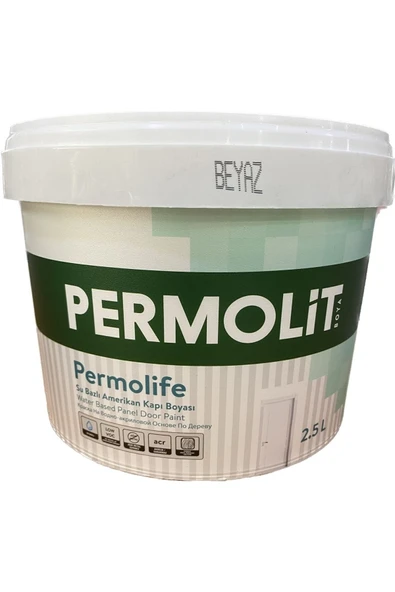 Permolit  Permolife Su Bazlı Amerikan Panel Kapı Boyası Beyaz 0.75 Lt