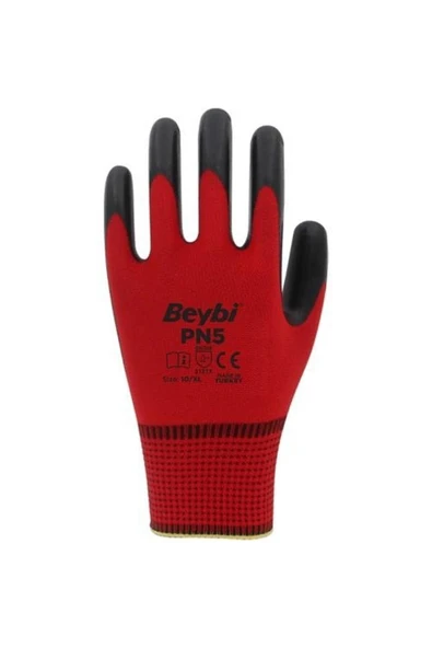 Beybi  Pn3 Kırmızı Nitril Kaplı Örgü Polyester Iş Eldiveni - 2