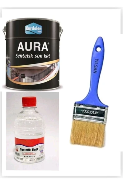 Kardelen  Sentetik(ahşap-demir-metal) Siyah Boya Seti  + 1 Kg beyaz