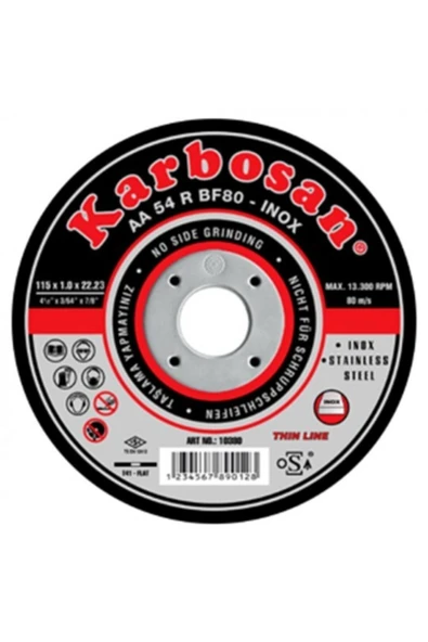 KARBOSAN Inox Kesici Taş Thinline Paslanmaz 115x1,0x22