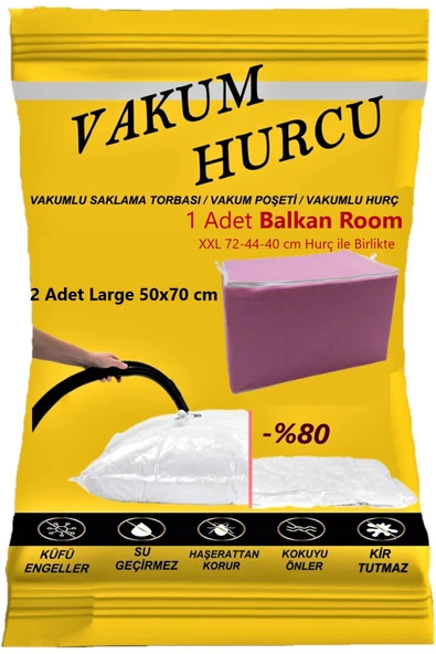Vakum Hurcu  2'li Set Large 50x70 Cm Vakumlu Hurç - Vakumlu Poşet -