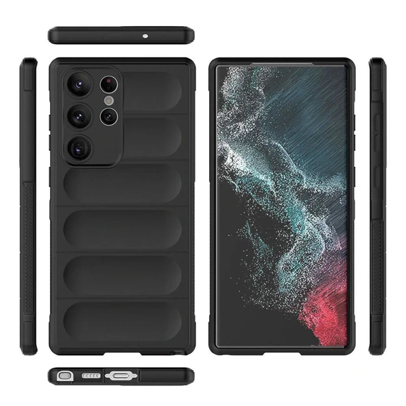 Samsung S23 Ultra Kılıf Esnek TPU Oyuklu Arka Yüzey Tasarımlı Etnik Silikon Kapak - Resim 9