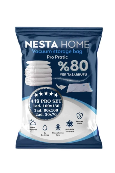 NESTA HOME  4 Adet Orta Boy 50X70 vakumlu hurç vakumlu poşet,torba,düzenleyici saklama ürün görseli 1