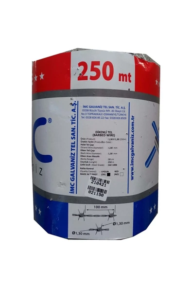 Ocaktan Yapı Market  Imc Dikenli Galvanız Tel 250 Metre Uzunluk 1,30 Mm*130mm - 2