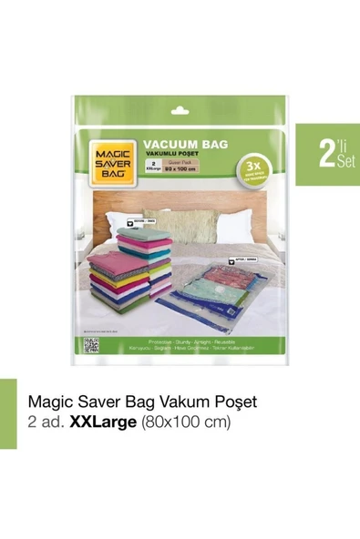 Magic Saver Bag  2’li Large Vakumlu Poşet, Vakumlu Hurç