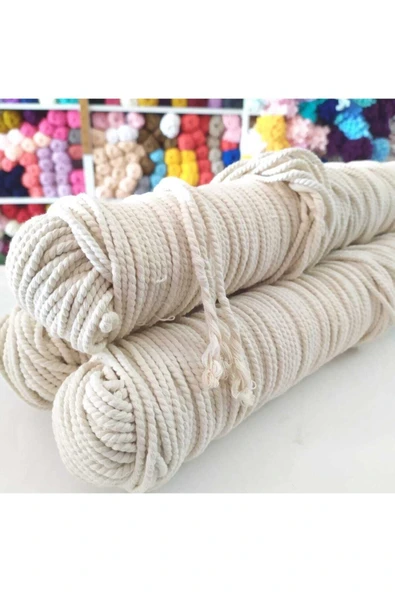Makromekolik  4mm Makrome Pamuklu Bükümlü Hamak Salıncak Ipi Hobi (1 Kg)