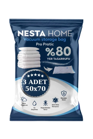 NESTA HOME  PRO PRATİC 4 ADET ORTA BOY 50X70 vakumlu hurç vakumlu poşet,torba,düzenleyici saklama