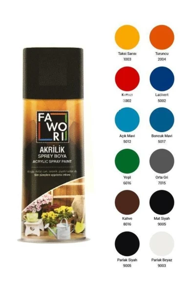 Fawori  Akrilik Sprey Boya 400 ml (RAL 9005) Parlak Siyah