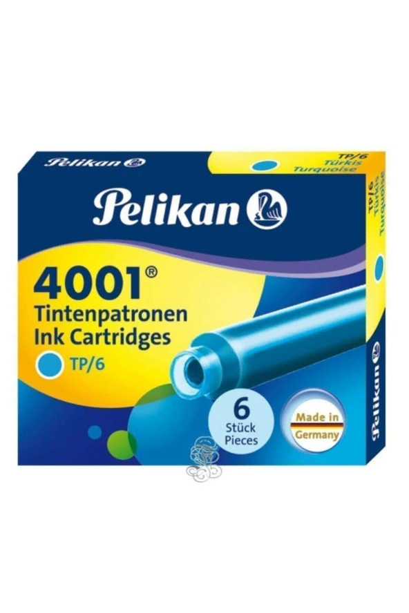 Pelikan Dolma Kalem Kartuşu Küçük Turkuvaz 6 LI 4001 (10 Paket)