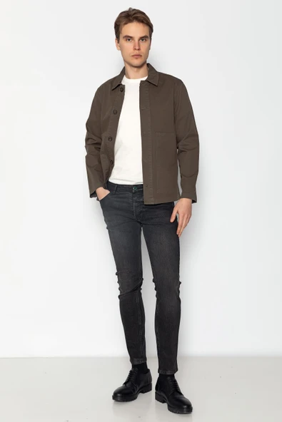 CEKMON Erkek Regular Fıt %100 Cotton İnce Likralı Gabardın Spor Gömlek Ceket - 12