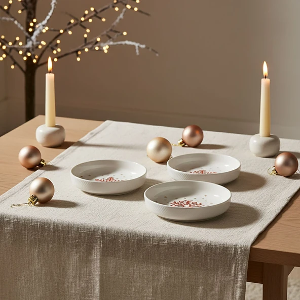 GÜRAL PORSELEN Diyar 3 Parça Bone Çerezlik - Kartanesi - Resim 8