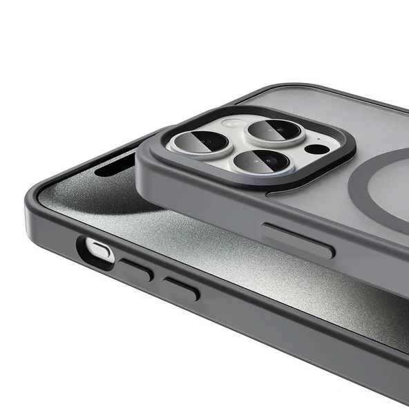 iPhone 15 Pro Max Kılıf Magsafe Şarj Özellikli Mat Arka Yüzey Sio Kapak - Resim 2