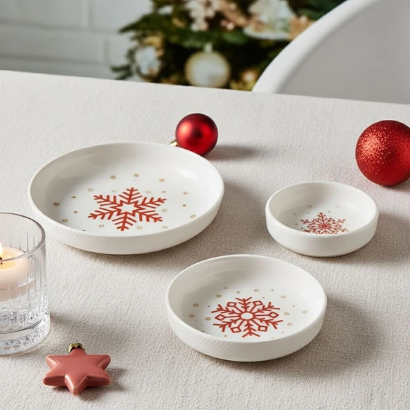 GÜRAL PORSELEN Diyar 3 Parça Bone Çerezlik - Kartanesi - Resim 12