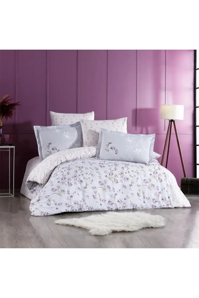 POPLİN TEK KİŞİLİK COMPLETTE SET JARDİN MOR