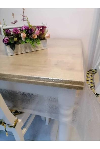 Statik Masa Örtüsü ,cam Buzlama Şeffaf Desenli 0,18 Kalınlığında - 2