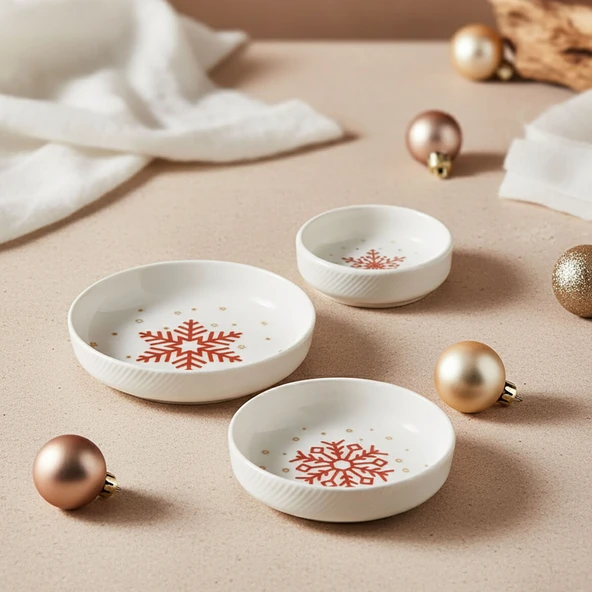 GÜRAL PORSELEN Diyar 3 Parça Bone Çerezlik - Kartanesi - Resim 11