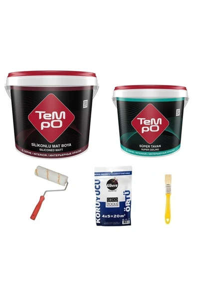 Silikonlu Mat Iç Cephe Duvar Boyası 10 kg + Tavan Boyası 3.5 kg + Set