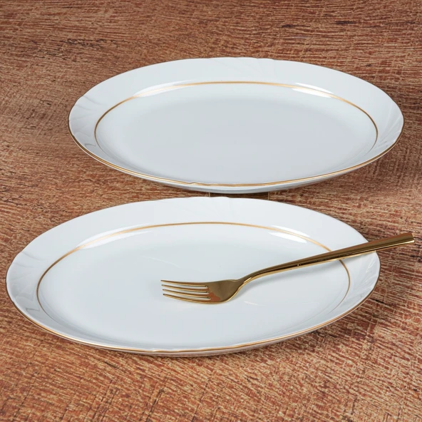 GÜRAL PORSELEN Soprano 2 Adet 30 Cm Kayık Tabak - Gold - 3
