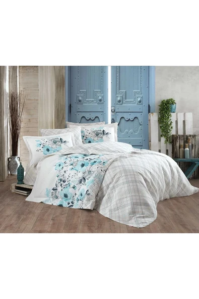 POPLİN TEK KİŞİLİK COMPLETTE SET BELİNDA MAVİ