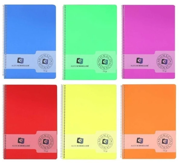 Alex Schoeller Monaco Plastik Kapak A5 80yp Spiralli Defter - Düz