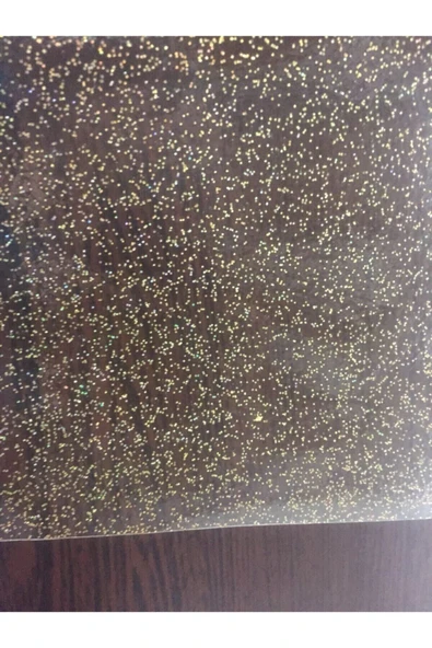 Altın Renk Şeffaf Zeminli Simli Pvc Masa Örtüsü 0.22 Mm Kalınlık - 3