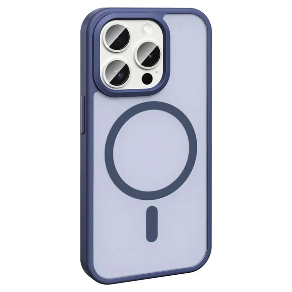 iPhone 15 Pro Max Kılıf Magsafe Şarj Özellikli Mat Arka Yüzey Sio Kapak - Resim 6