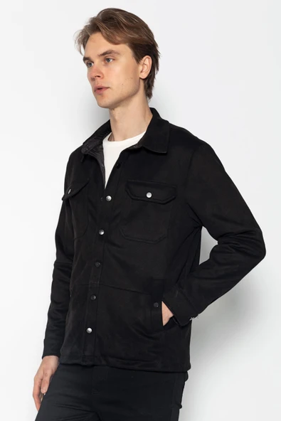 Erkek Süet Mont Çift Tarflı Giyilebilir Likralı Esneyebilir Polyester Mont - 6