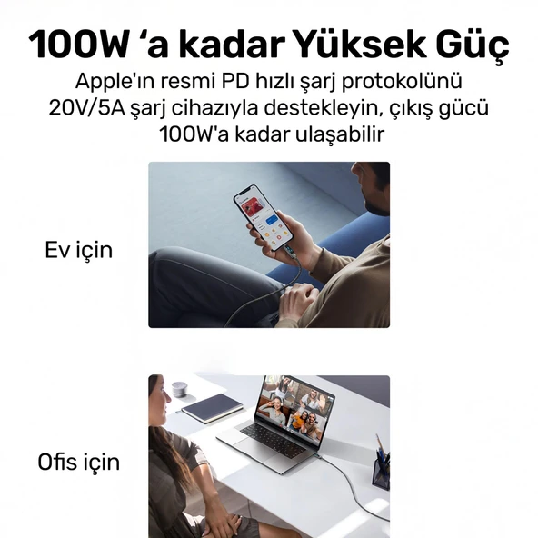 Usams US-SJ744 Type-C To Type-C 100W Meteor Efekt Ekranlı 1.2m Hızlı Şarj ve Data Kablosu Antrasit - 9